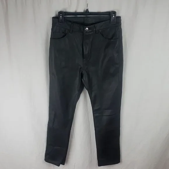 H&M Women's 8 Black Faux Leather Pants - Picture 1 of 13